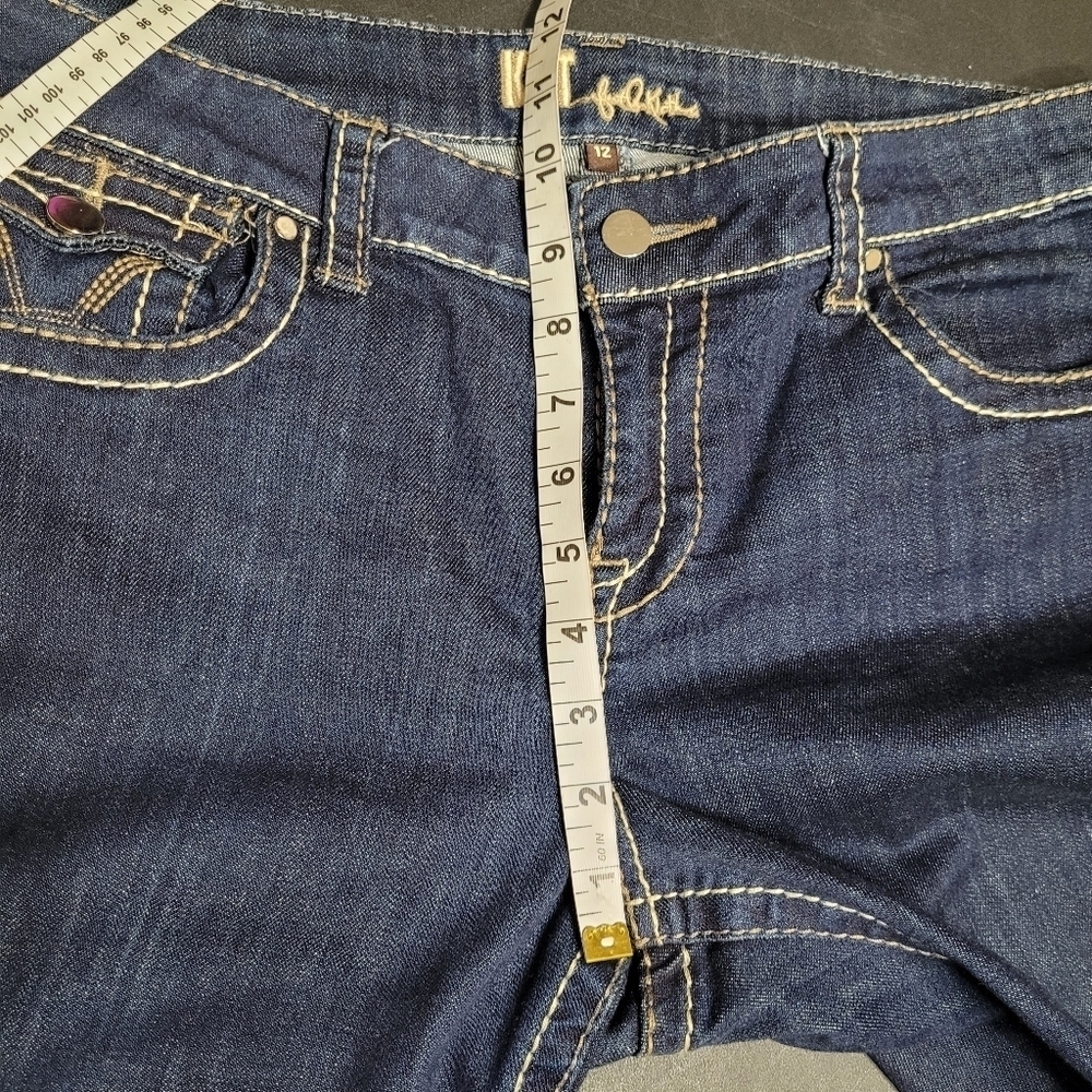 Kut From‎ The Kloth Heavy Stitch Bootcut Blue Denim Jeans Size 12 - Picture 9 of 12